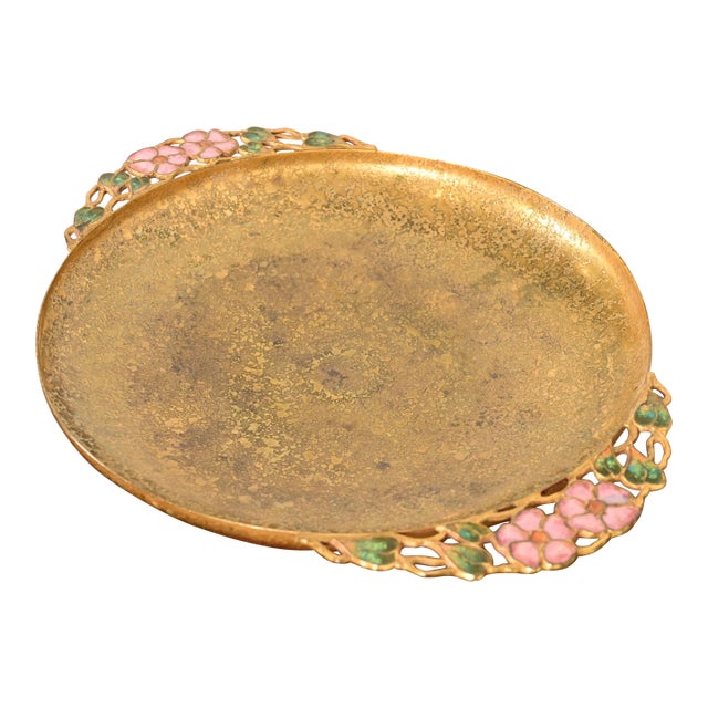 Louis Comfort Tiffany Furnaces Favrile Bronze Doré and Enamel Footed Centerpiece Bowl or Tazza For Sale