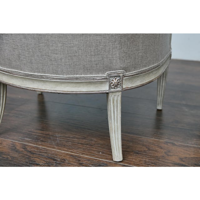 Pair of 19th Century French Directoire Upholstered Bergères with Twisted Columns For Sale - Image 10 of 12