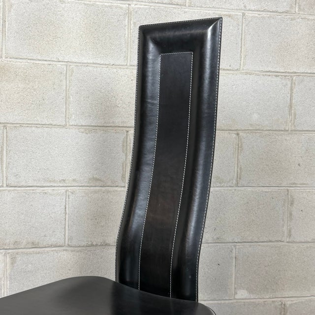 Modern Alice High Back Chair in Black Leather from Cattelan Italia For Sale - Image 6 of 11