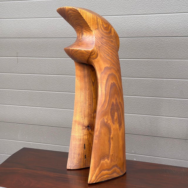 Vintage Carved Teak Wood Abstract Sculpture. Hand carved from a single piece of teakwood. We could not find a signature....