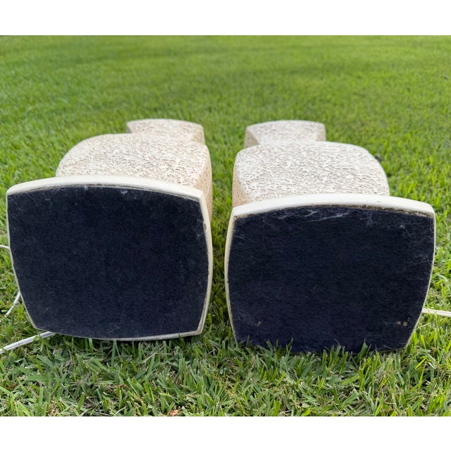 Vanilla Vintage 1992 Rod International Faux Plaster Table Lamps, Pair For Sale - Image 8 of 10