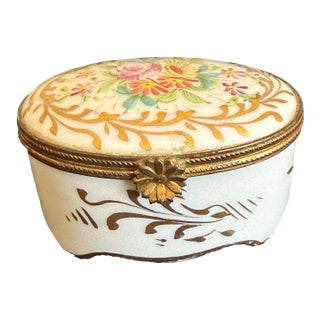 Antique Limoges Hand Painted Trinket Box For Sale