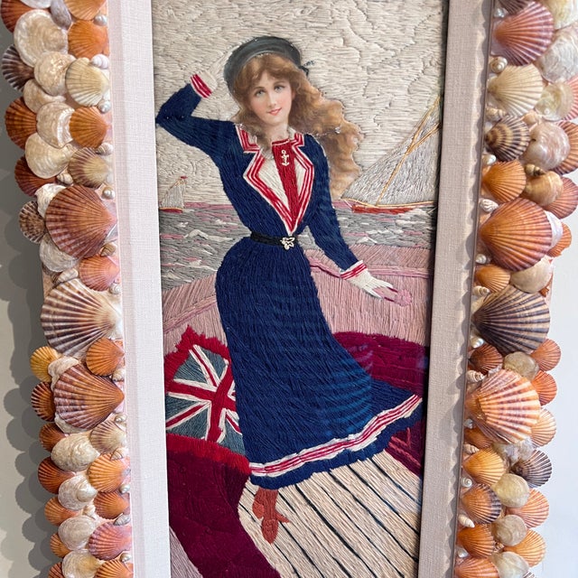 Cream Antique Edwardian Woolie with Sailor Girl Woolwork, 1890s For Sale - Image 8 of 10