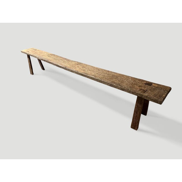 2010s Andrianna Shamaris Wabi Sabi Teak Wood Long Bench For Sale - Image 5 of 5