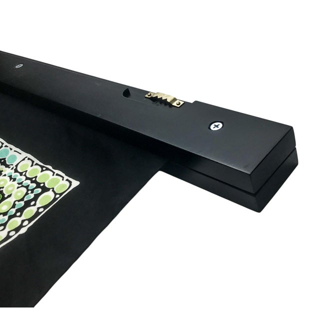 Green Pure Silk Twill Vintage Scarf With Wall Hanging Scarf Holder For Sale - Image 8 of 10