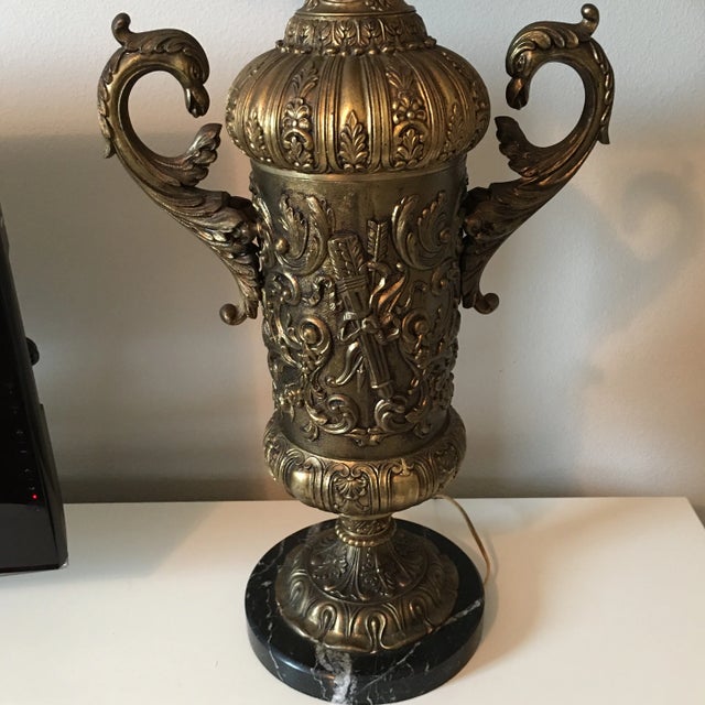 1990s Bronze Table Lamp on Marble Base For Sale - Image 9 of 10