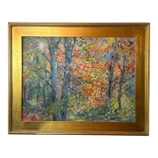 Vintage Impressionist Landscape Painting on Canvas Signed ~Framed For Sale