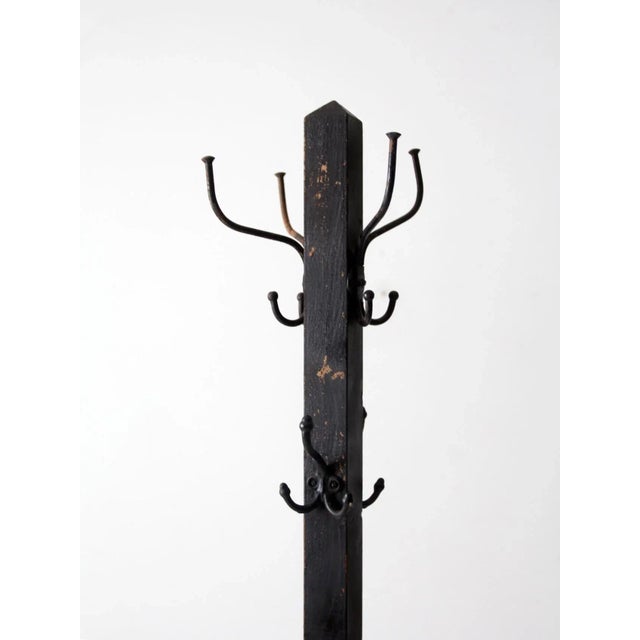 Wood Vintage Black Coat Rack For Sale - Image 7 of 9