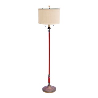 Brass with Burnt Orange Accents Floor Lamp For Sale