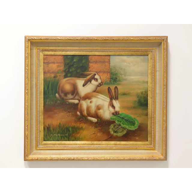 20th Century Original Oil on Canvas Painting - Bunnies - Signed C. Buronson For Sale - Image 9 of 9