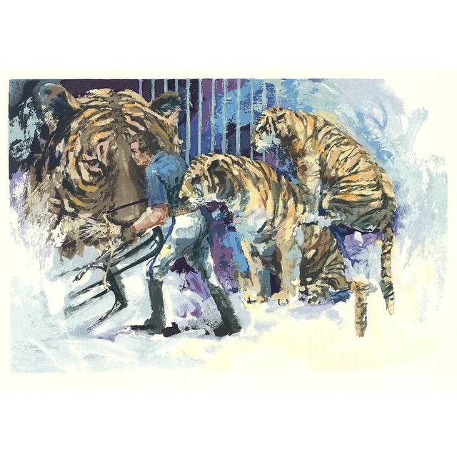 Contemporary 1985 Wayland Moore 'Three Tigers in the Circus' Contemporary Multicolor Usa Serigraph For Sale - Image 3 of 3