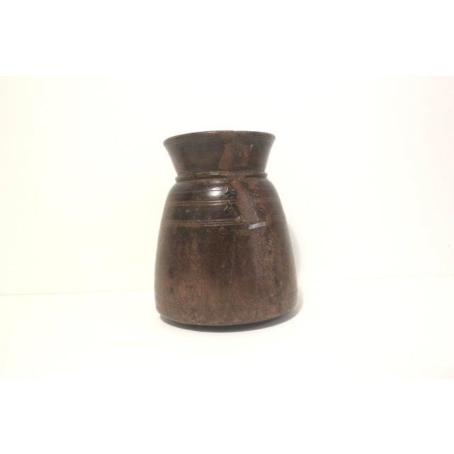 Primitive Wood Vase With Repair For Sale - Image 4 of 11