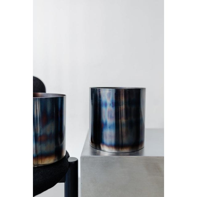 Loto Medium Planter in Burned Steel by Form & Eisen For Sale - Image 14 of 15