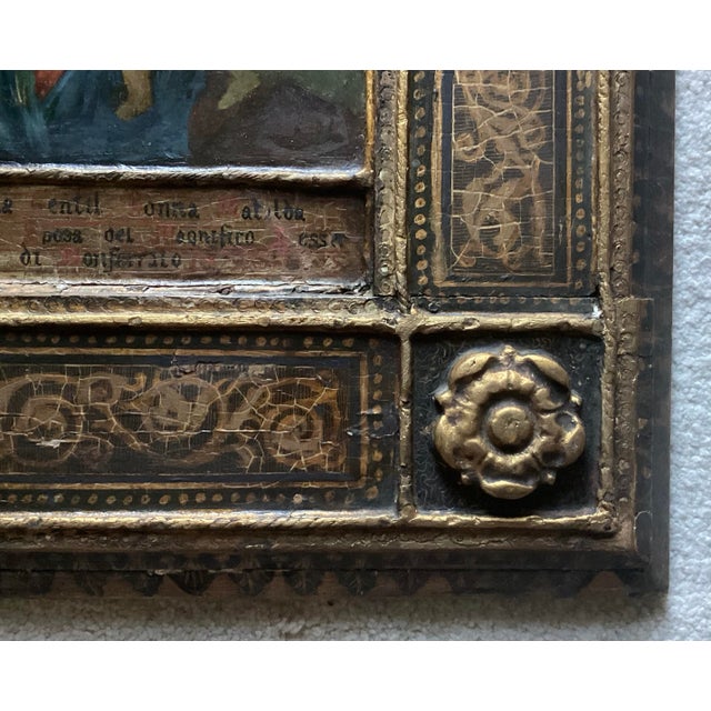 Wood 16th/17th C. Italian Old Master Antique Oil on Ornate Wood Panel Religious Icon For Sale - Image 7 of 11