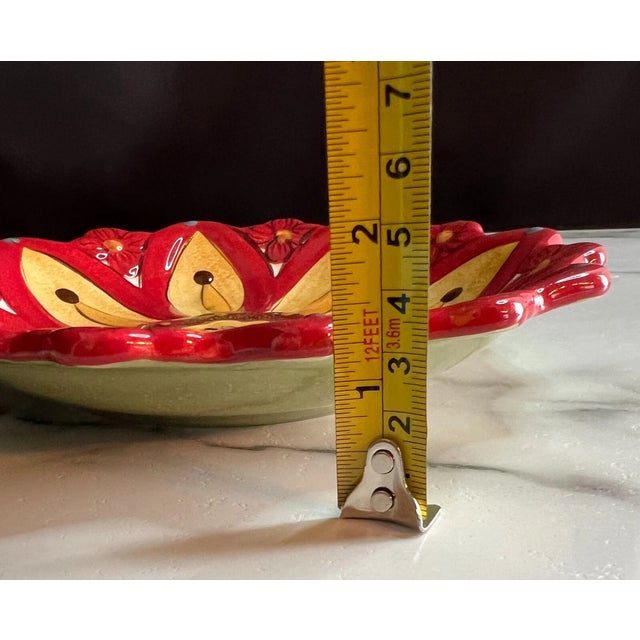 1990s Vintage MCM Pier 1 Carynthum Red Flower Petal Shaped Salad Dessert Plates - Set of 4 For Sale - Image 5 of 6