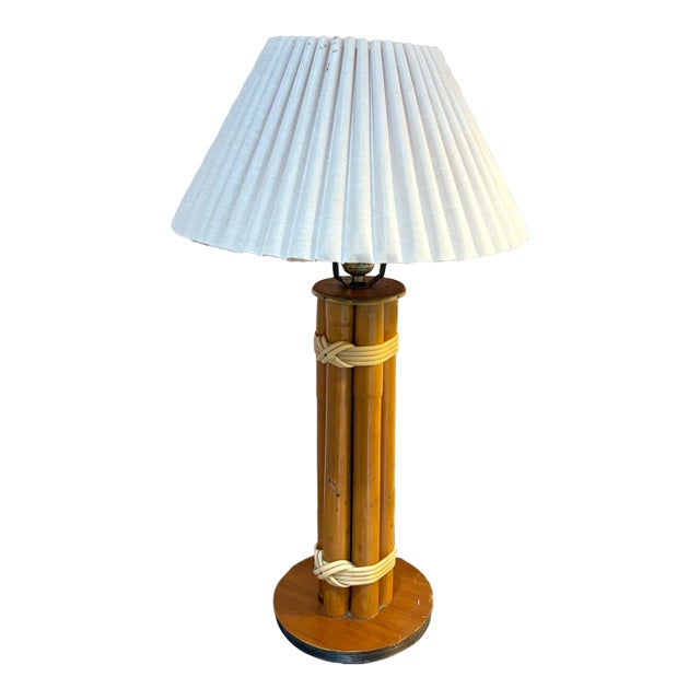 1960s Russel Wright Style Bamboo Table Lamp For Sale