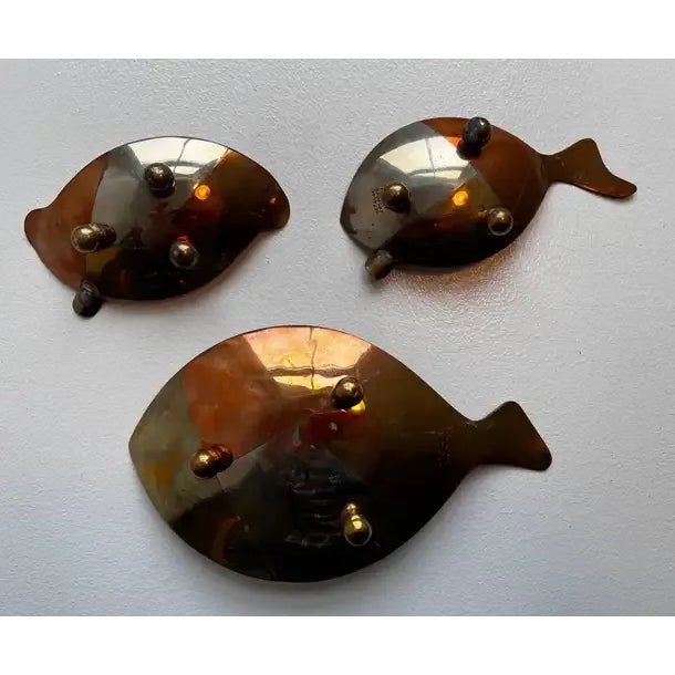 Brass Circa 1960s Mexican Mixed Metals Footed Dish & Ashtrays - Set of 3 For Sale - Image 8 of 9