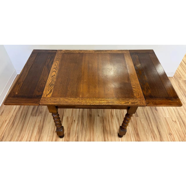 Brown Antique Wood Barley Twist Expandable Refectory Table For Sale - Image 8 of 13