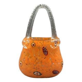 Orange Murano Glass Vase Handbag from Millefiori, 1960s For Sale