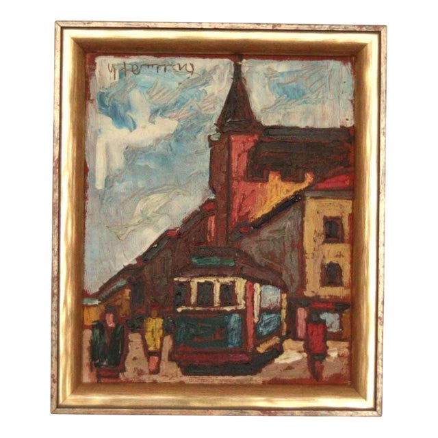 Wilhelm Henning, City II, 1950s, Oil on Panel, Framed For Sale