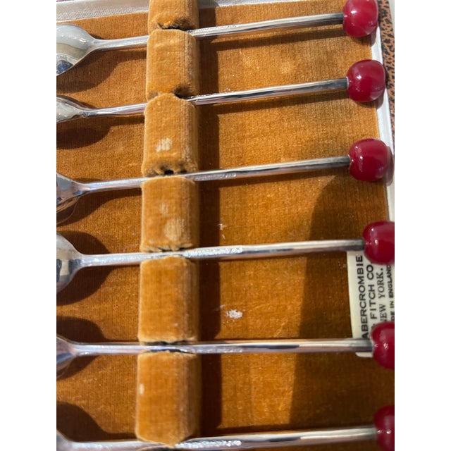 Metal 1950s Art Deco Abercrombie & Fitch Silverplated Cocktail Muddler Spoons - Set of 8 with box For Sale - Image 7 of 7