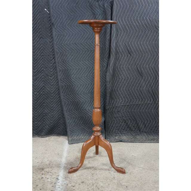Wood Vintage Bartley Collection Queen Anne Style Solid Cherry Candle Stand Pedestal For Sale - Image 7 of 18
