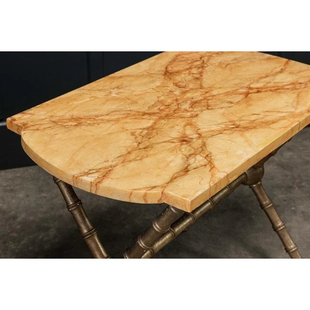 Gold 19th Century English Faux Marble, Glass and Faux Bamboo Side Table For Sale - Image 8 of 9