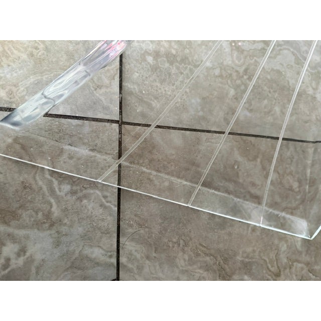 Vintage Lucite Glass Cocktail Coffee Table Hollywood Regency Postmodern 36” For Sale - Image 9 of 9