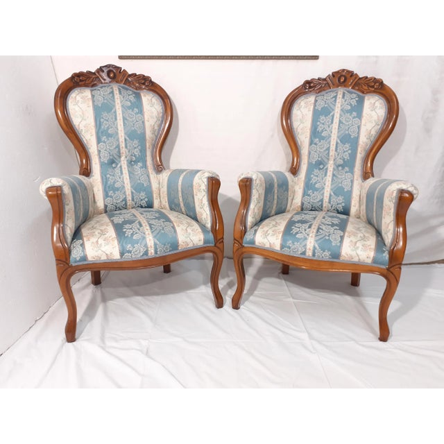 Luigi Philippe Style Armchairs in Maple Wood Upholstered For Sale - Image 10 of 10