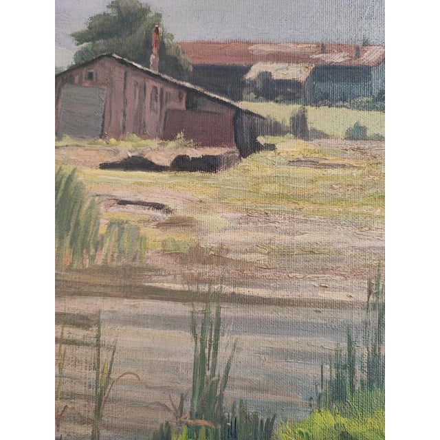 Joseph Mégard, Ferme et marais au pied du Salève, Oil on Canvas, Framed For Sale - Image 6 of 11