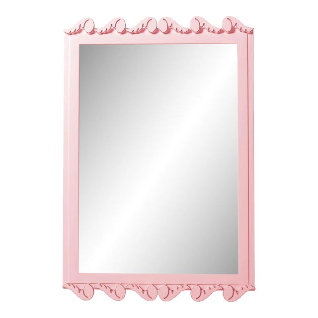 Fleur Home Garden District Laurel Rectangle Mirror in Authentic Pink, 24x36 For Sale
