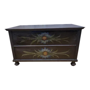 Vintage Hand Painted Pine Storage Chest