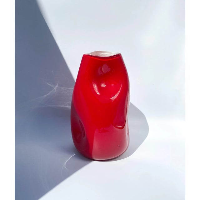 Mid-Century Modern 1960s Mid-Century Cased Glass Dimple Vase For Sale - Image 3 of 9