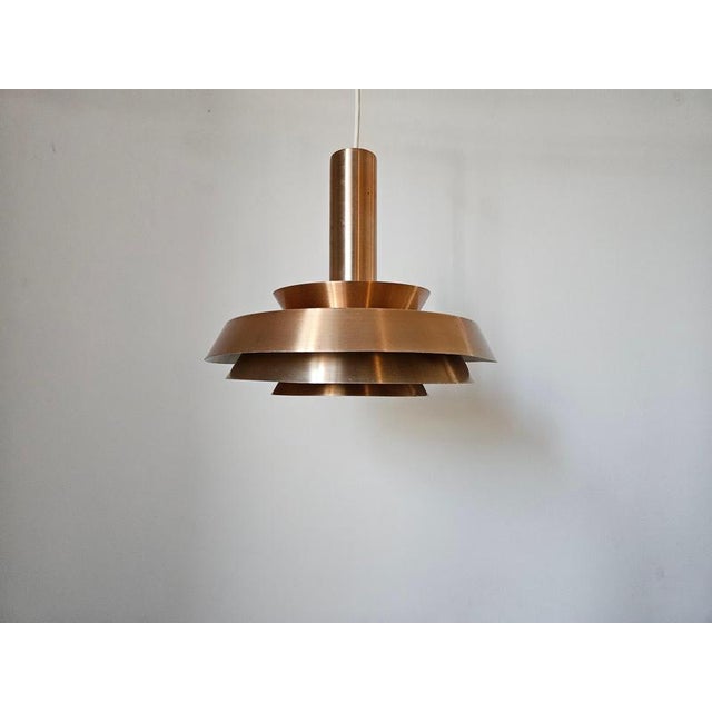Copper Mid-Century Pendant in the style of Jo Hammerborg, Denmark, 1970s For Sale - Image 8 of 15