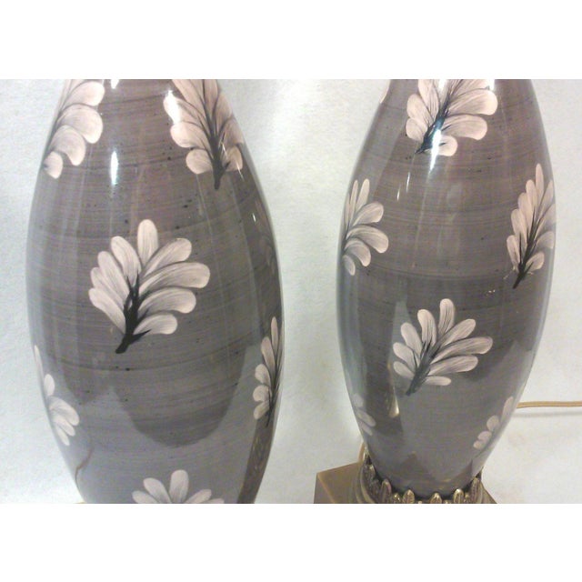 Marbro Gray and Pink Ceramic Lamps-A Pair For Sale In Detroit - Image 6 of 7