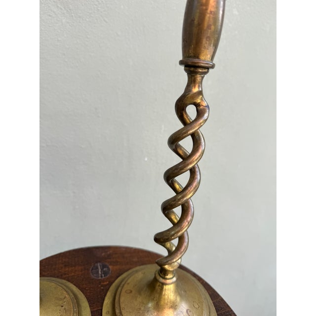 Brass Antique English Barley Twist Brass Candlesticks, a Pair — Georgian Hollywood Regency For Sale - Image 8 of 10