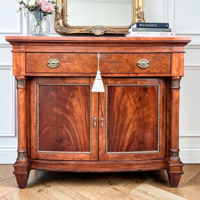 Vintage Mahogany Bow Front Cabinet | Sideboard | Statement Entryway Cabinet For Sale - Image 11 of 11