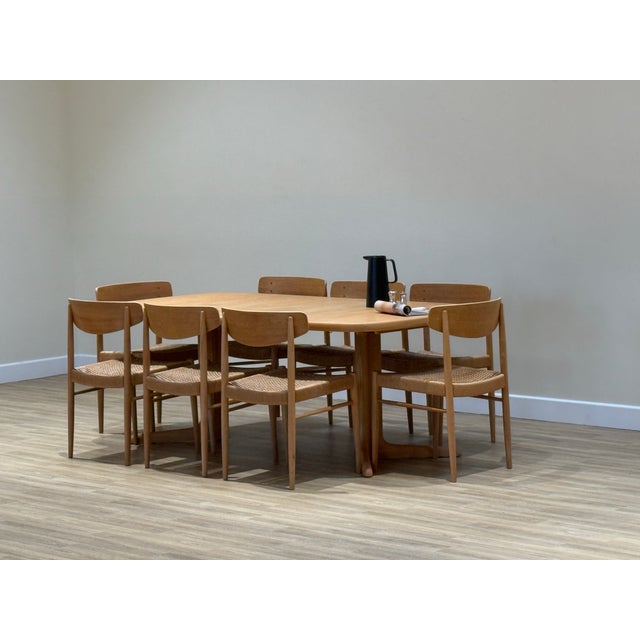 Model 501 Papercord Dining Chairs in Oak from A.M Møbler, 1960s, Set of 8 For Sale - Image 16 of 17