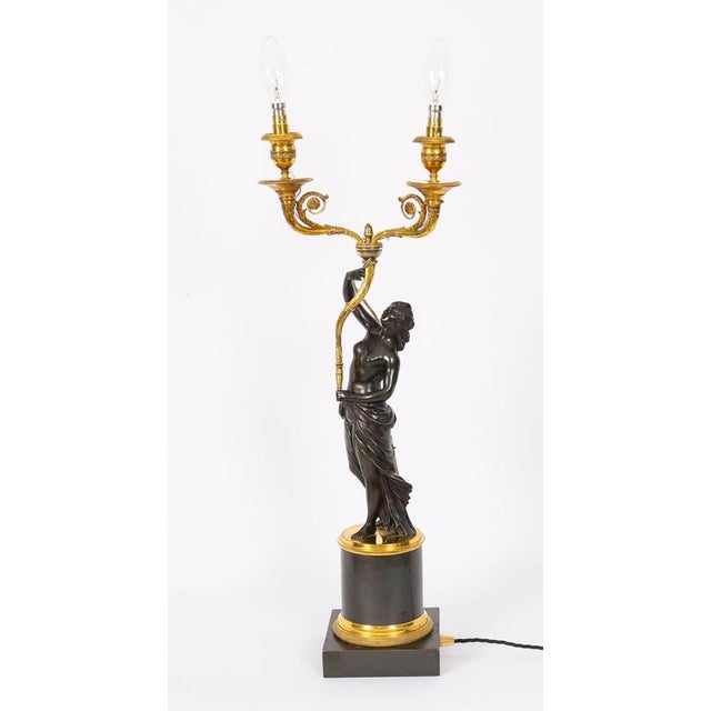 Antique French Bronze and Ormolu Two Light Candelabra, Set of 2 For Sale - Image 4 of 18