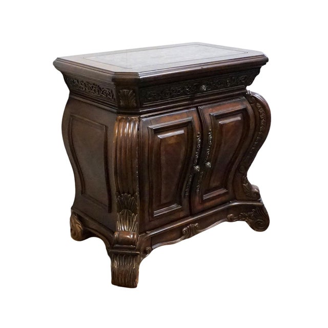 AICO MICHAEL AMINI Romanza Collection Old World Baroque 38" Bombe Nightstand - Deep Claret Finish 74040-56 33" High 38"...