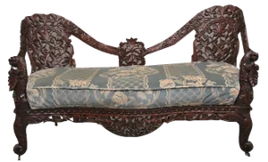 19th Century Anglo Indian Carved Sofa, 1860s