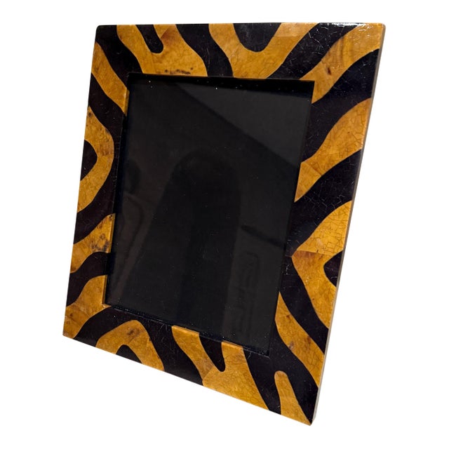 Art Deco Tiger Pattern Tessellated Egg Shell Stone Picture Frame For Sale