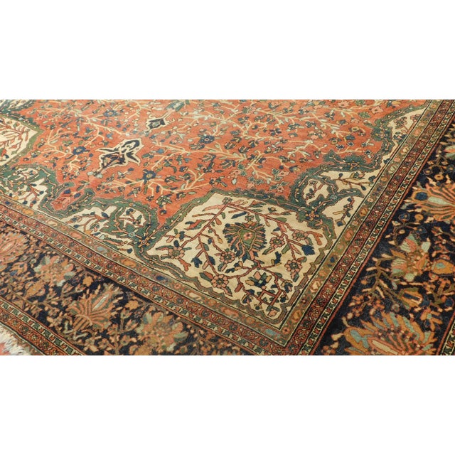 Orange Antique Sarouk Farahan Rug - 8’8” X 11’6” For Sale - Image 8 of 10