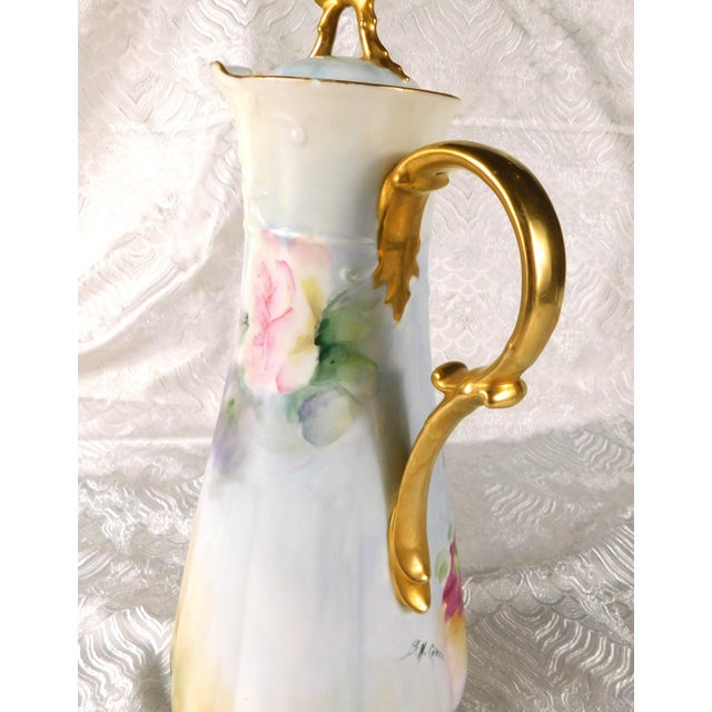 1920s Signed Floral Chocolate Pot With Lid For Sale - Image 11 of 14