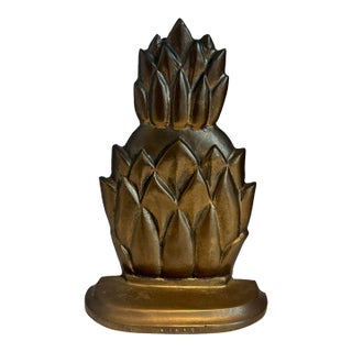Vintage Brass Pineapple Doorstopper Bookend For Sale