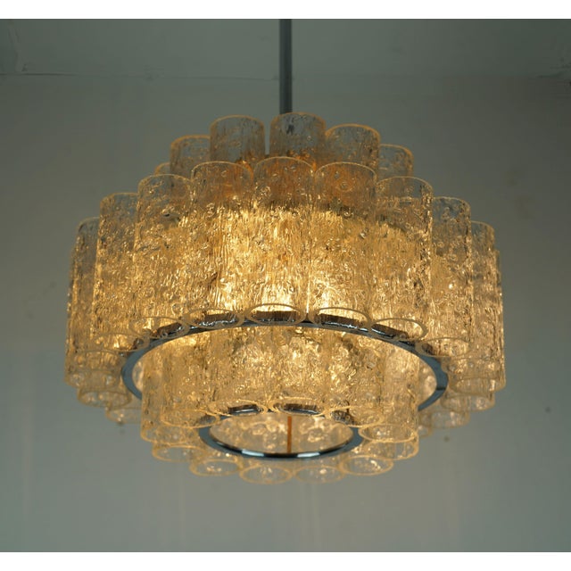 Mid-Century Ice Glass 3-Tier Chandelier with 45 Glass Tubes from Doria Leuchten, 1960s For Sale - Image 17 of 17