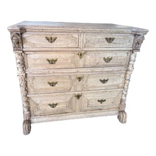 18th Century Bleached Oak English Jacobean Chest of Drawers For Sale