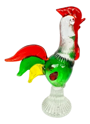 Vintage Art Glass Green Chicken