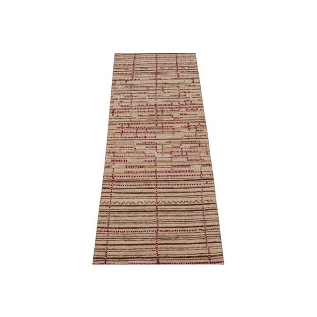 2010s 2010s Rug & Kilim’s Moroccan Style Runner in Beige-Brown and Pink Geometric Patterns For Sale - Image 5 of 7