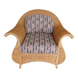 Late 20th Century Lane Venture Fan Back Wicker Club Chair For Sale